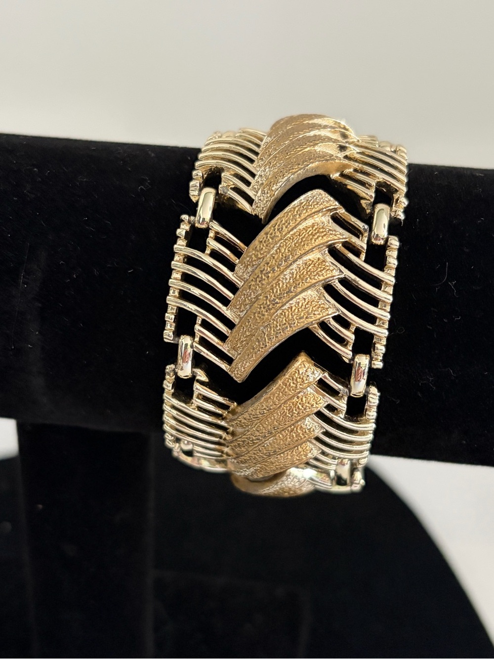 Coro Gold-Tone Chevron Link Stretch Bracelet